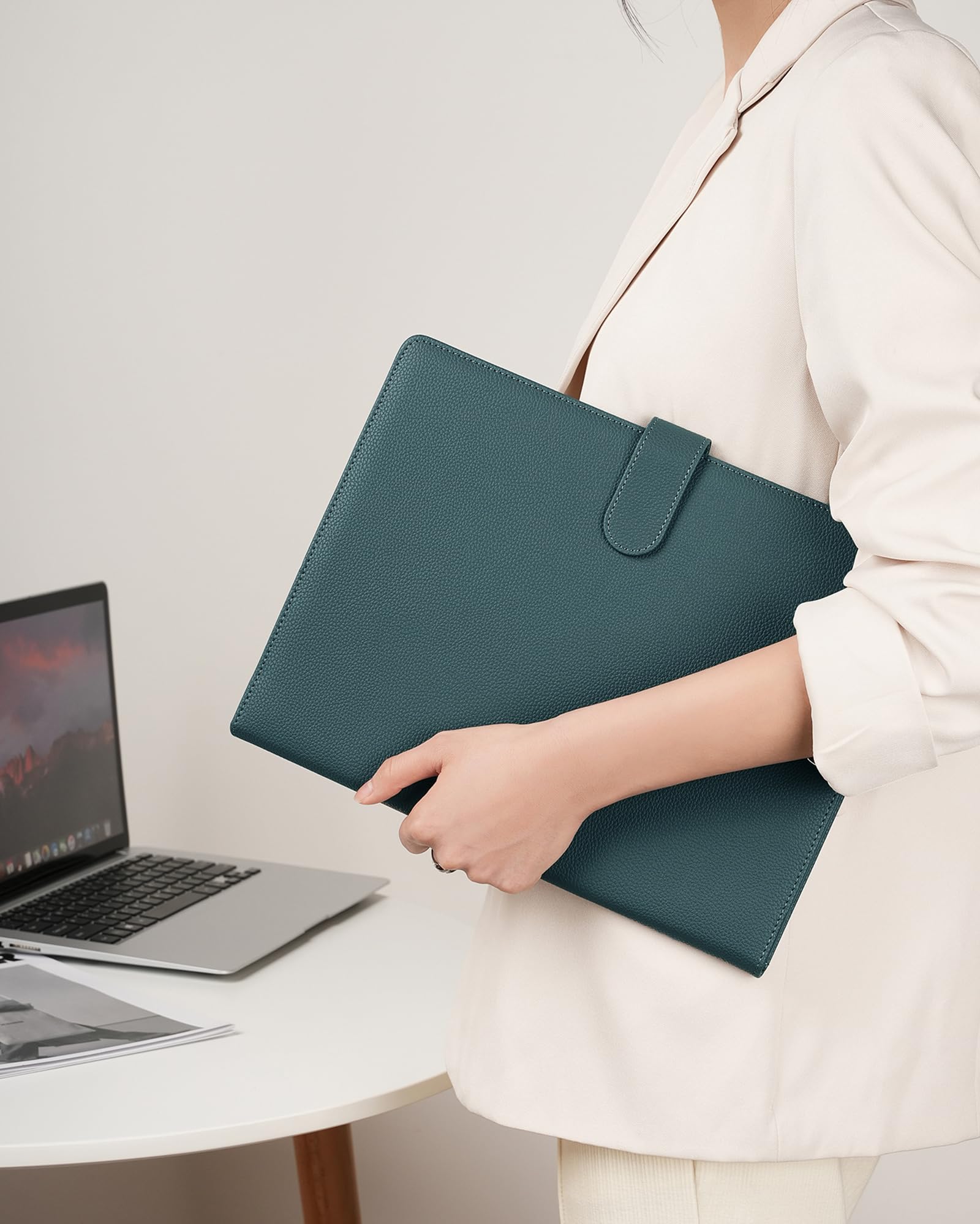 Mymazn Porta Documenti A4, Porta Documenti in Fodero, Pochette Porta Documenti, Porta Blocco A4, Organizzatore per Documenti, Trieur, Portfolio con Pianelle, Porta-moduli (Grigio Verde)