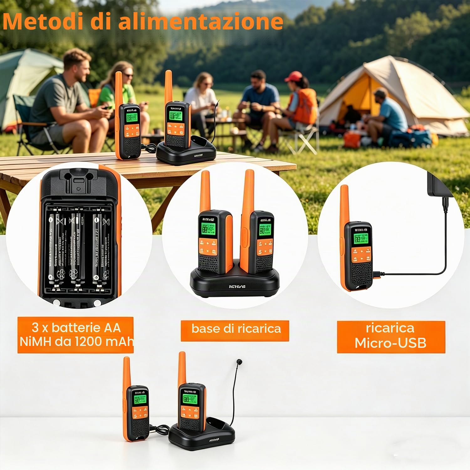 Retevis RT649 Walkie Talkie 4 Pezzi, PMR446 IP65 Wolki Toki Ricaricabili | Walkie-Talkie Professionali, 16 Canali, VOX, Radio con Torcia, Ricetrasmittenti Portatile per Attività all'aperto, Ciclismo