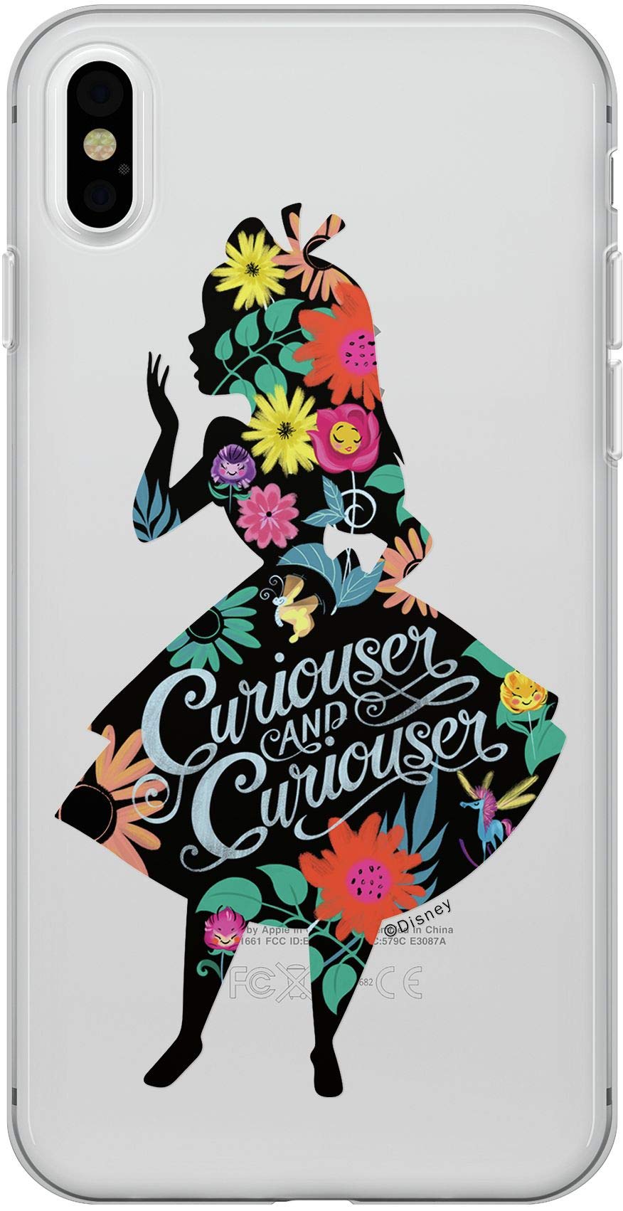 ERT GROUP Original Disney Alice in Wonderland TPU Case for iPhone X, iPhone XS, Liquid Silicone Cover, Flexible and Slim, Protective for Screen, Shockproof and Anti-Scratch Phone Case
