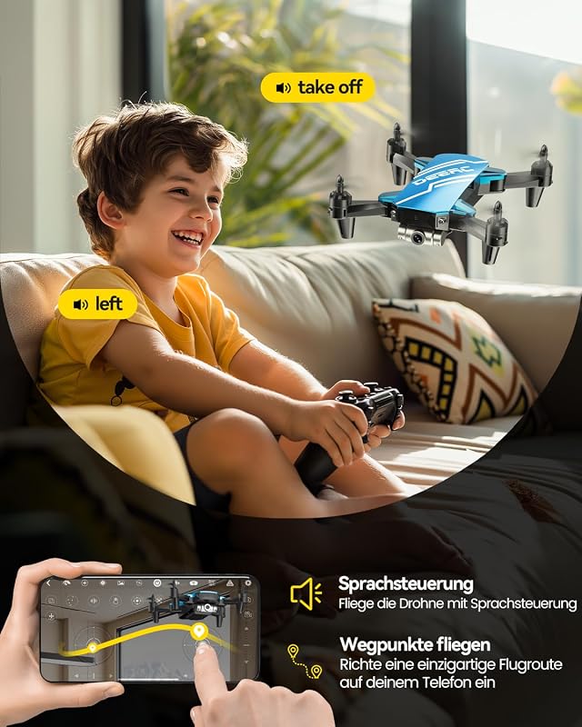 DEERC D20 Gyerek Drón 720P Kamerával, Mobiltelefon Irányítás, Magasságtartás, Fejnélküli Mód, 3D Flip Funkció, Kezdőknek Ajánlott Quadcopter
