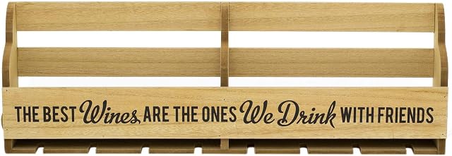 Carousel Home Gifts 72cm Wooden Wine Bottle Holder And Glasses Storage Rack | Wall Mounted Organiser | Mini Bar Kitchen Decor