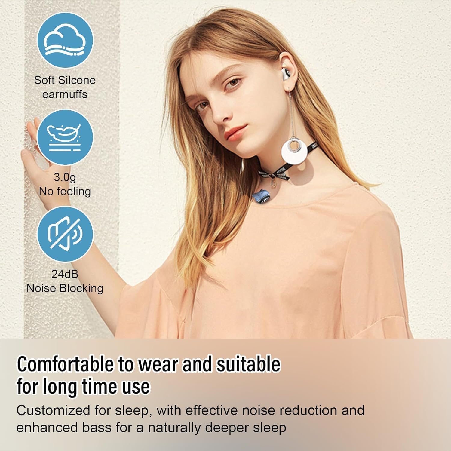 Sleep Earbuds, Noise Cancelling Wireless Ear buds for Side Sleepers, Bluetooth 5.4 in Ear Light-Weight Mini Headphones, 47H Playtime Clear Calls Earphones for Sleeping, Exercising, Working, Hiking