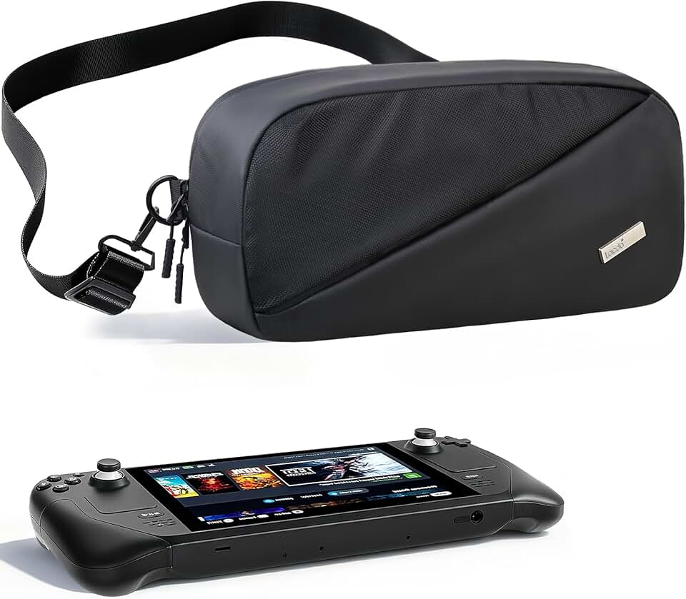 Lacdo Mala de Transporte para Nintendo Switch 2/Steam Deck OLED/ROG Xbox Ally X Mala Portátil de Armazenamento, Bolsa a Tiracolo, Mala para Steamdeck Switch 2, Bolsa para Consola e Acessórios, Preta