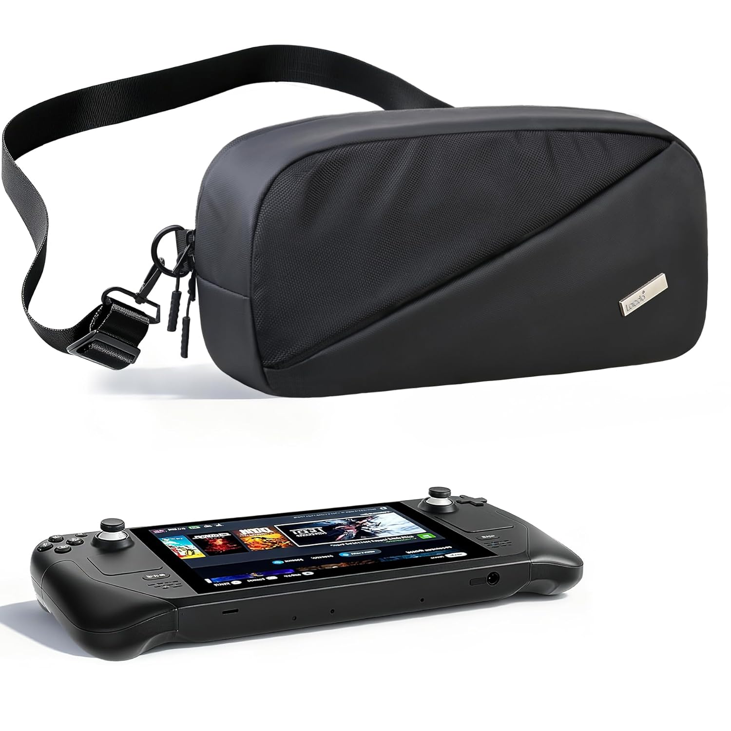 Lacdo Carrying Case for Nintendo Switch 2 / Steam Deck OLED/ROG Xbox Ally X Storage Portable Bag, Protective Crossbody Sling Bag, Steamdeck Case Switch 2 Case Bag Fit Console & Accessories, Black