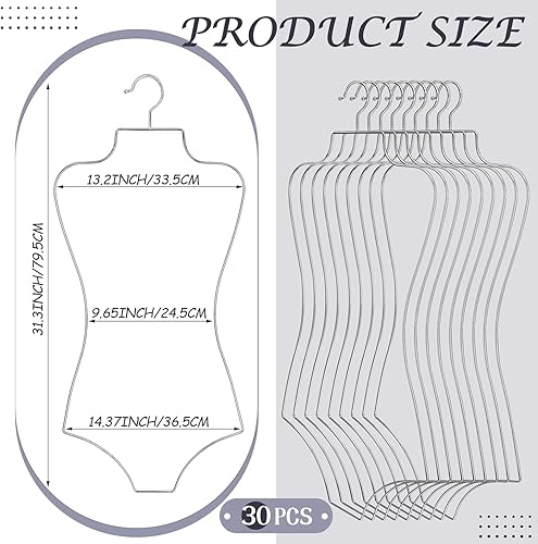 Miniatura 2 de Lounsweer Paquete de 30 perchas para traje de baño, para bikini, lencería de alambre, con forma de cuerpo completo, soporte de metal para brasieres,