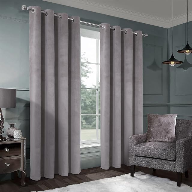 always4u Super Soft Velvet Curtains Champagne 100% Blackout Curtains 66x90 Inches Eyelet Thermal Insulated Fully Lined Window Treatment for Living Room 1 Pair