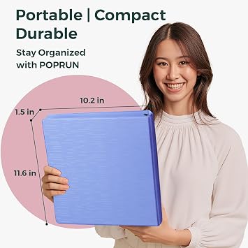 POPRUN 3 Ring Binder 1 Inch 1 Pack, PVC-Free, Heavy-Duty White