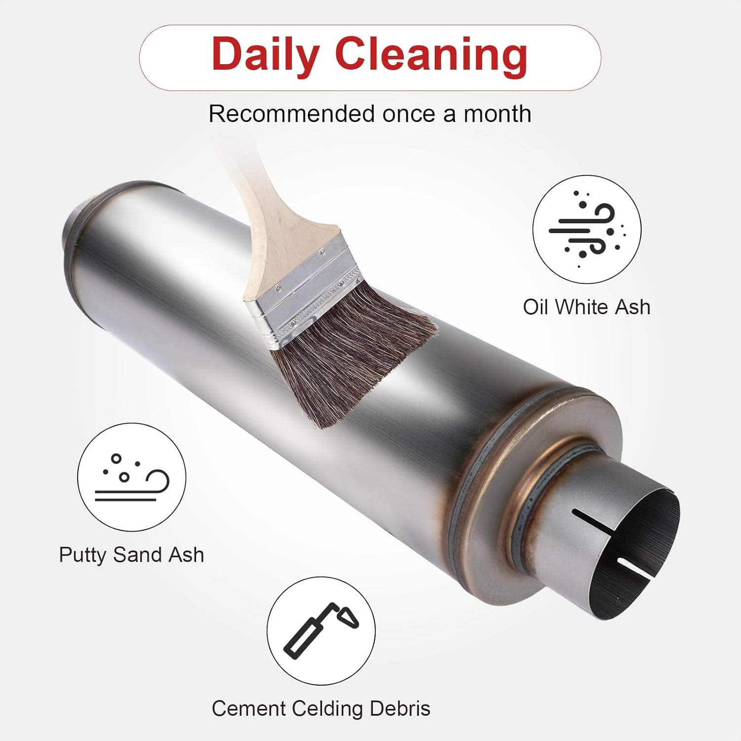 ELSHINE Exhaust Muffler, Universal Muffler for Cars Trucks, Stainless Steel Straight-Through Performance, 4" Inlet/Outlet, Overall Length 30", 8" Body Diameter