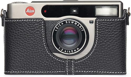 Leica Minilux - Funda para cámara Leica MiniluxMinilux Zoom con correa de mano de piel auténtica, hecha a mano, color negro