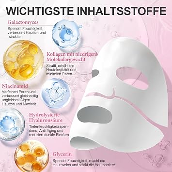 Deep Collagen Face Mask Moisturising Hydrogel Face Mask Over with Low Molecular Collagen for Elasticity Firming Lifting Pore Reduction Gifts for Women