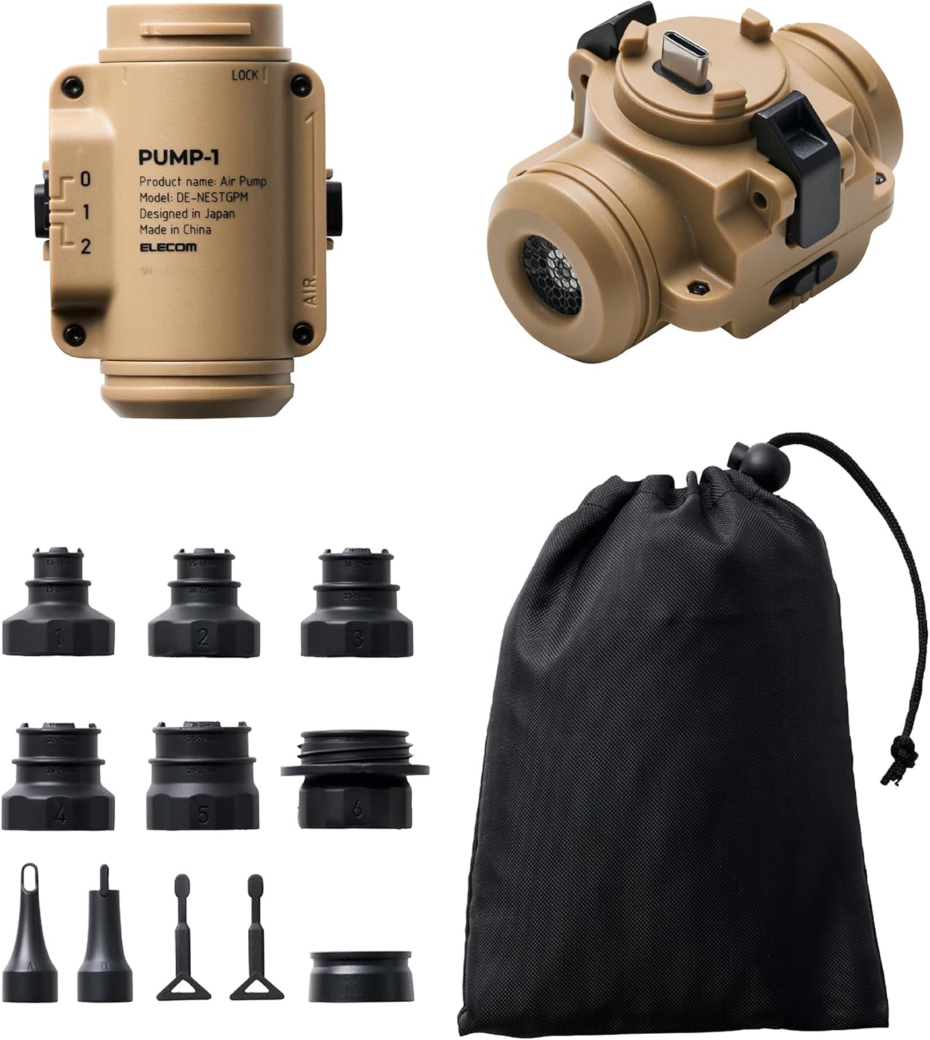 NESTOUT Pump-1 Air Pump for Camping, Modular Outdoor Inflator for NESTOUT Batteries (Sold Separately), Quiet Dual-Speed Brushless Motor, 8 Nozzles for Mattress, Pads & Floats - Image 5