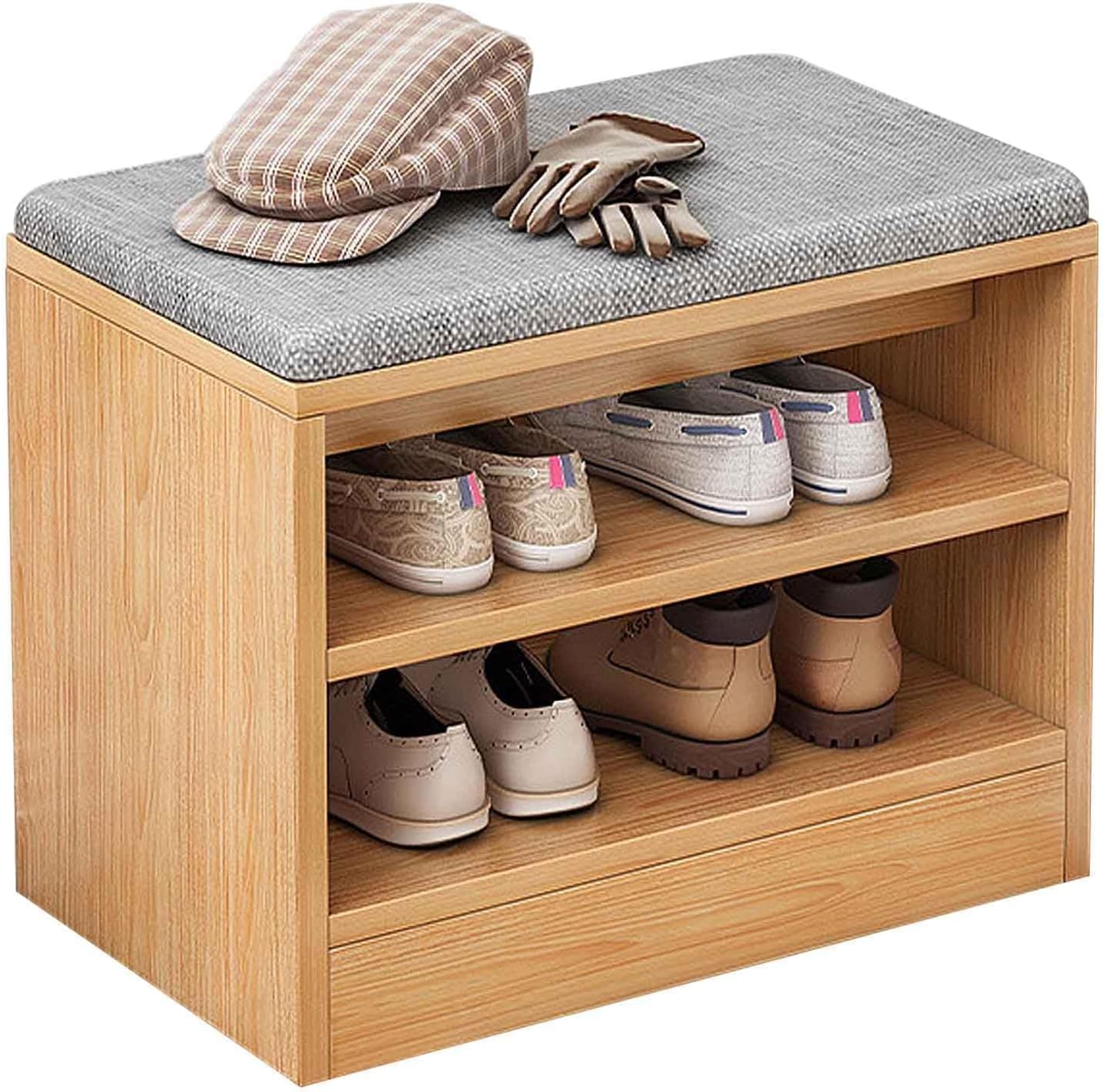 Narrow Shoe Storage Bench, Small Unit Shoe Organizer with Seat for Entryway - 42cm/60cm Shoe Cabinet Ideal for Small Spaces(Size:42CM,Color:B)