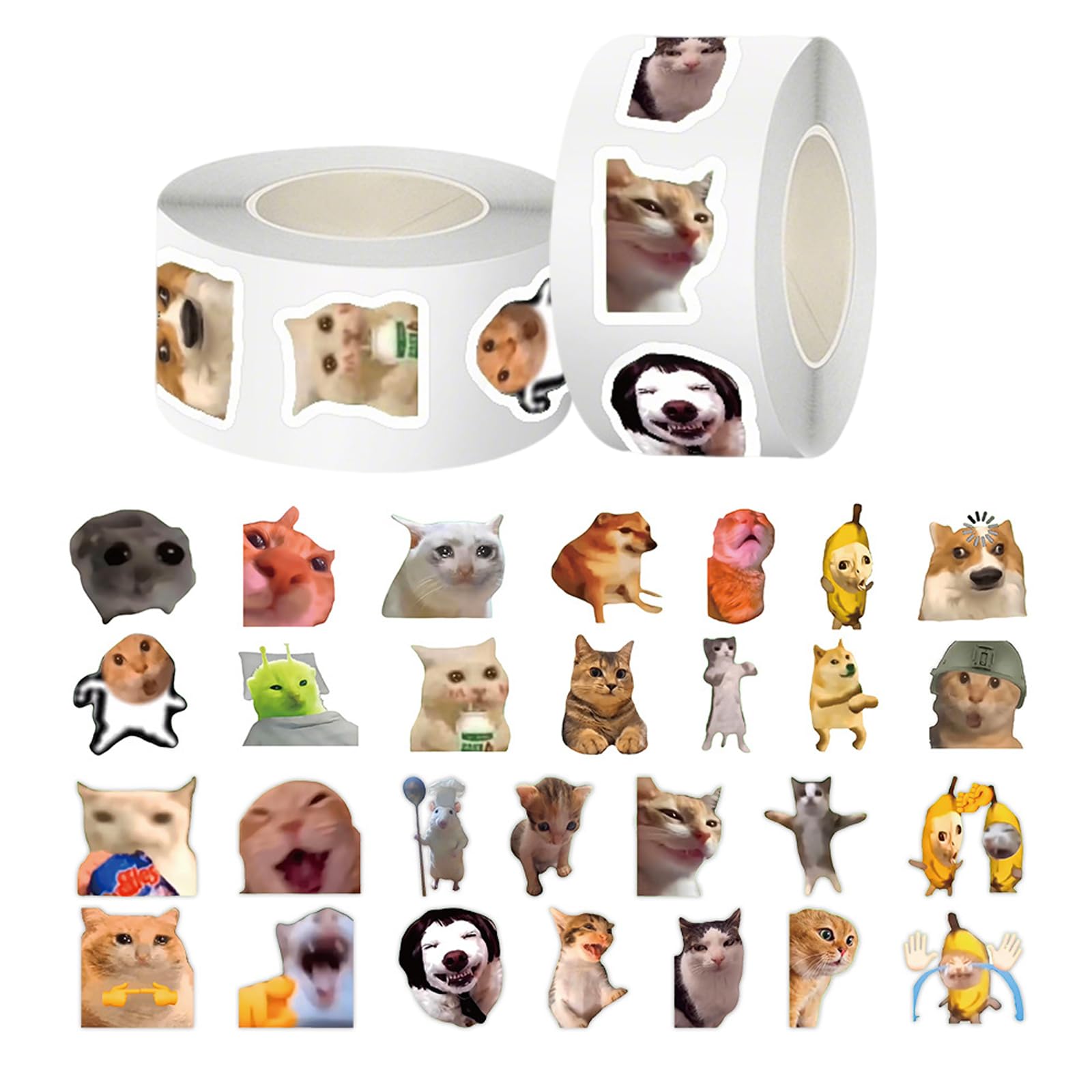 1000Pcs Cat Meme Stickers Roll,Funny Cat Stickers for Adults Kids,Cute Kawaii Stickers Laptops Water Bottles Scrapbooking(28 Styles)