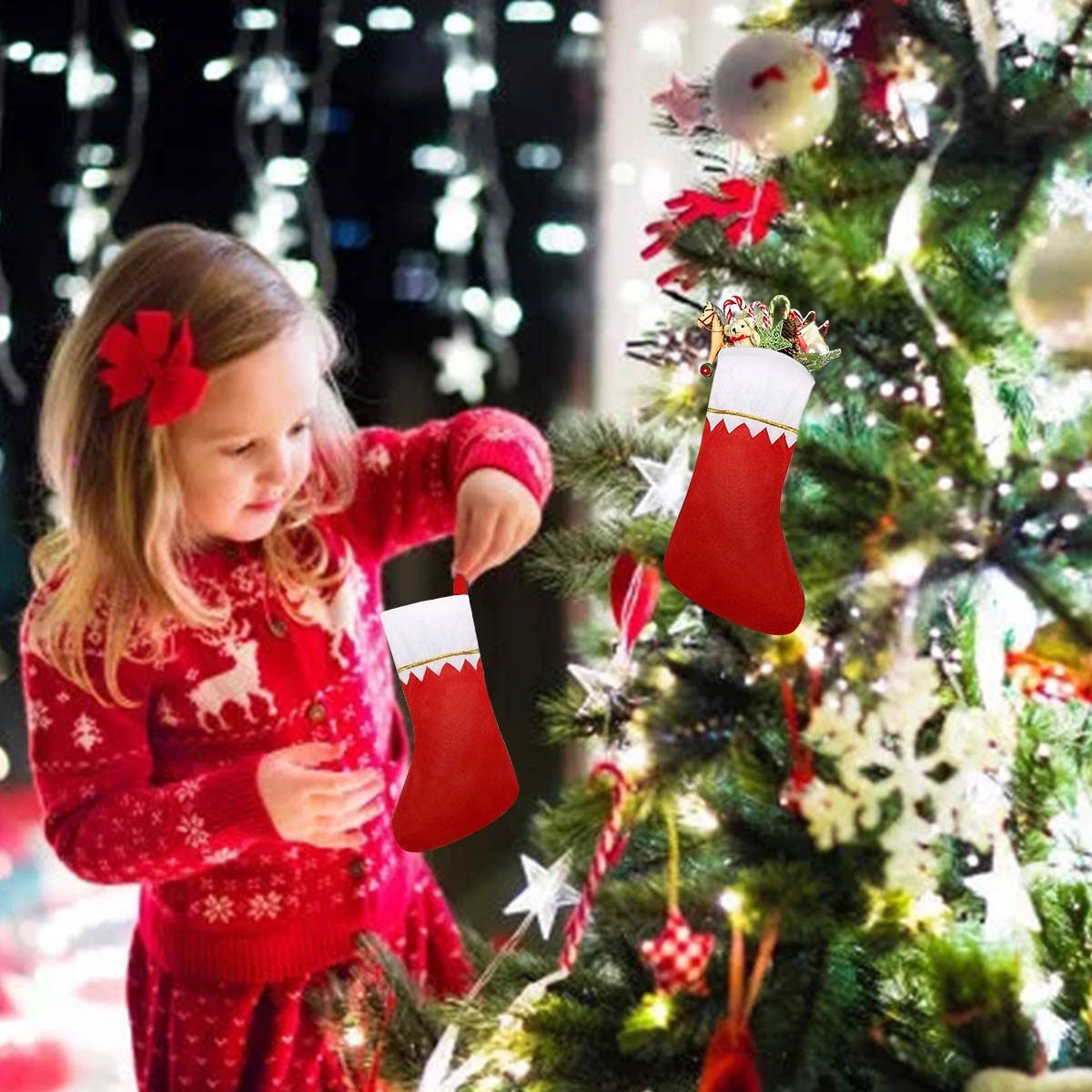 Weihnachtsstrumpf Groß 56cm - Elfen Nikolausstiefel Mit Glöckchen Für Kamin