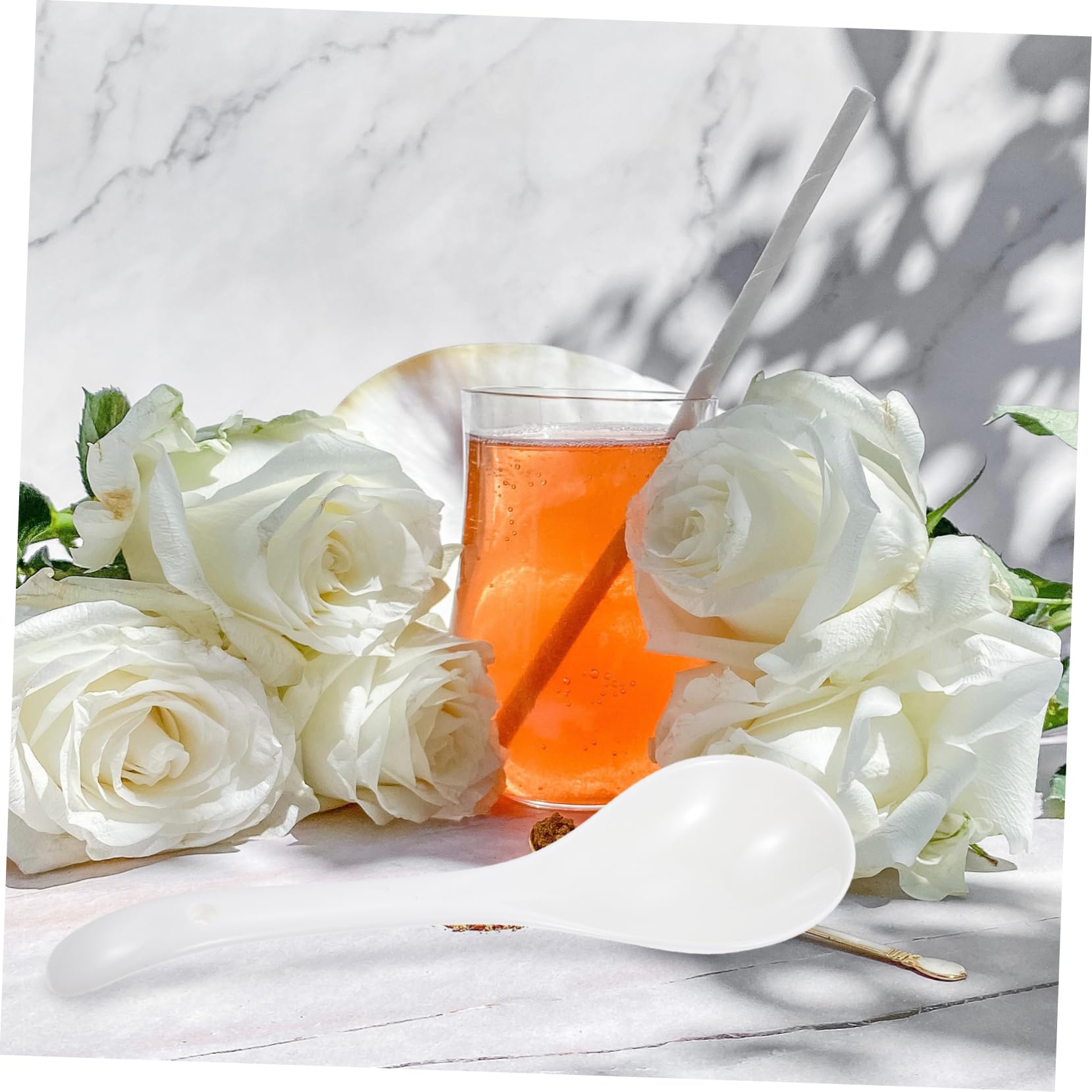Lot de 6 Cuillères à Soupe en Céramique Blanche Robustes et Élégantes, Résistantes aux Éclats, Cuisine Service à Table
