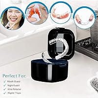 Vista 2 de Vaso de dentadura, estuche de retenedor, bonito soporte para caja de protección bucal nocturna, contenedor de almacenamiento con cesta coladora