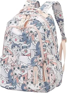 Mfikaryi Backpacks for Girls Cute Cat Backpack Elementary School Backpack Students Bookbag for Girls