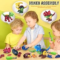 Vista 5 de Juguetes de dinosaurio para niños de 3, 4, 5, 6, 7 años, juguetes desmontables con taladro eléctrico para niños, juguete educativo de construcción