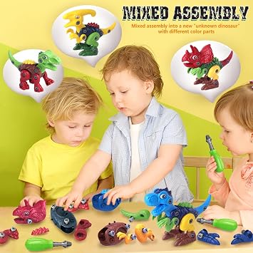 Dinosaur Toys for 3, 4, 5, 6, 7 Year Old Boys, Take Apart Toys with Electric Drill for Kids, STEM Educational Construction Building Toy, Ideal Birthday Christmas Easter Gifts, Incl Tyrannosaurus Rex
