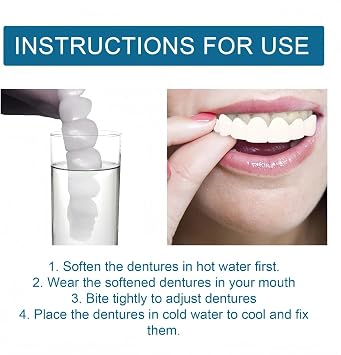 False Teeth Set, Clip in Veneers Teeth, Dentures Tooth Top and Bottom, Instant Smile Clip in Dentures, Comfortable Temporary Veneers for Men & Women, Tooth Repair Kit