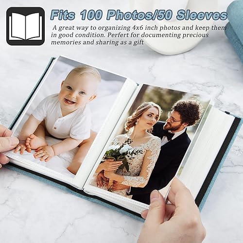 Miniatura 3 de Paquete de 2 álbumes de fotos de 4 x 6, mini álbum de fotos pequeño de 4 x 6 pulgadas, 100 bolsillos para fotos, mini libro de fotos pequeño, álbum