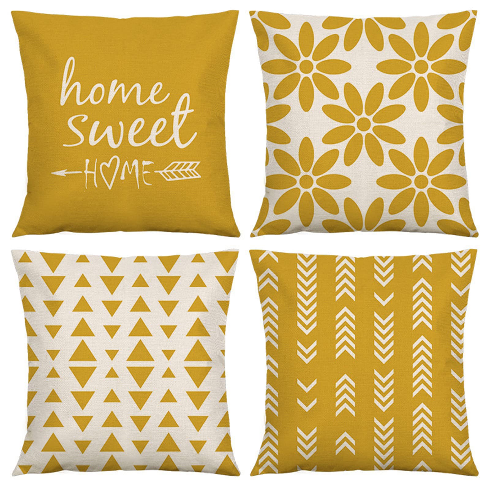 Housses de coussin lin 60x60cm jaune taie d'oreiller canapé lits