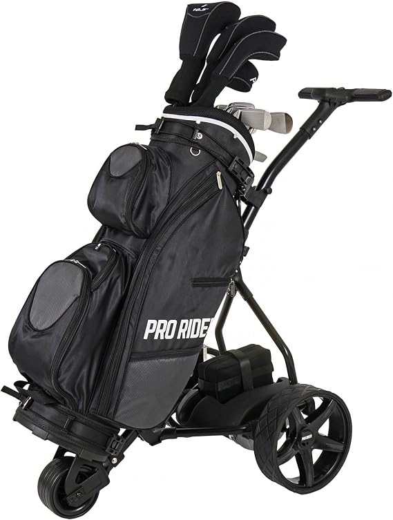 Pro Rider Electric Golf Trolley With 9 Speed Settings, Auto Distance Function, Powerful 200W Motor, Extra Grip Wheels, Easy To Assemble Complete with £130 Worth Of Accessories 18 AND 36 Hole Models