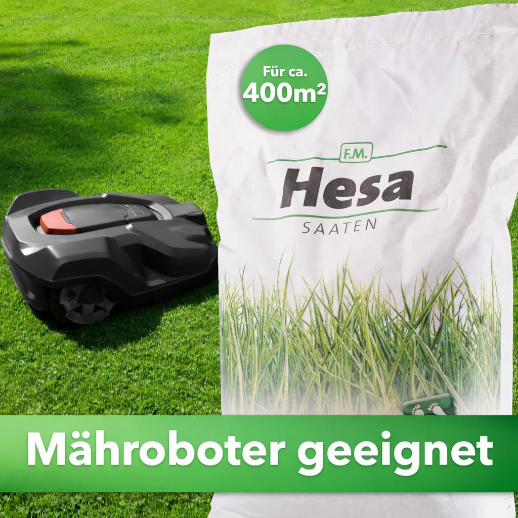 Hesa Césped de uso 10 kg para 400 m², RSM 2.3, césped deportivo y de juego, semillas de césped premium de germinación rápida, semillas de hierba resistentes y robustas en calidad profesional