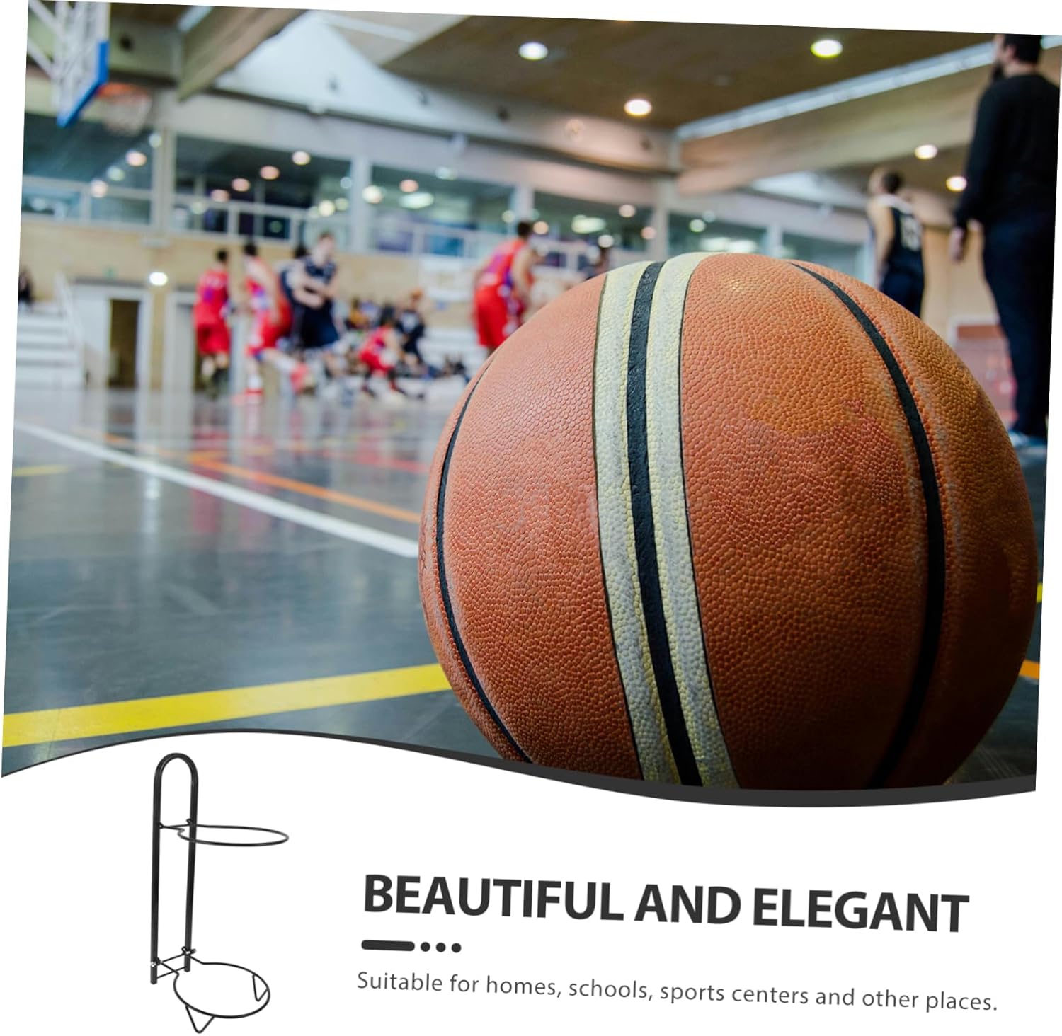 Mikikit Vertical Storage Rack Multi-Layer Basketball Organizer for Use Wall-Mounted Holder for Sports Space-Saving Design Folding