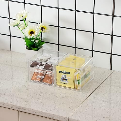 Miniatura 9 de Cq acrylic Organizador de cajones con 3 cajones largos, organizador de suministros de oficina apilable y organizador estacionario de almacenamiento