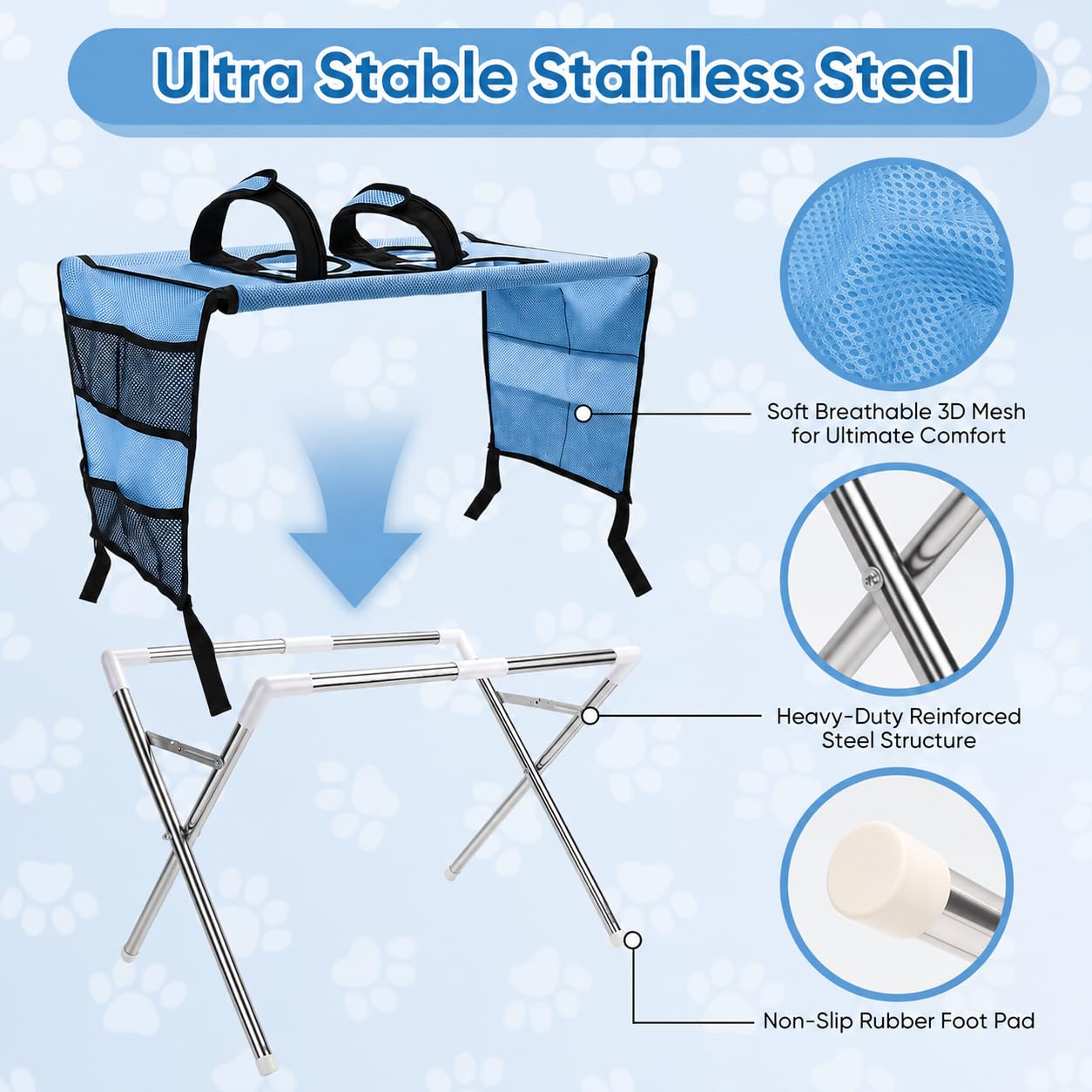 Table de Toilettage pour Chien Pliante - Table de Toilettage Canin et Félin | Compagnie Jusqu'à 20 kg, Résistante Aux Griffures, pour Bain, Tonte et Entretien du Pelage (Noir)