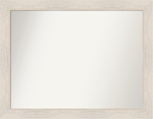 Amanti Art Espejo de baño blanco para sobre el fregadero, 32 x 41 pulgadas, espejo rectangular de tocador de madera blanca lavada a medida, marco de