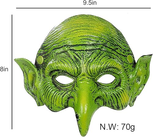 Miniatura 8 de Máscara de bruja vieja, máscara de duende de espuma de Halloween, máscara de duende de espuma de media cara, máscara de hechicera de nariz de águila