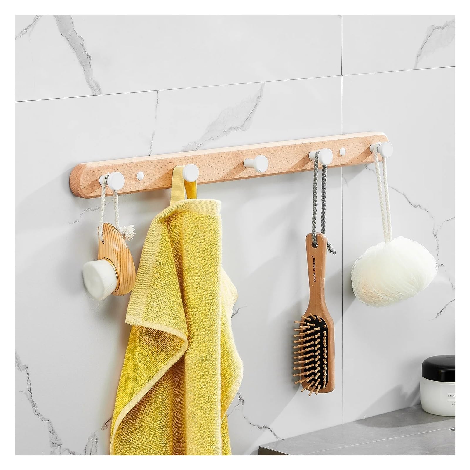 Suodebyy 120-5Hooks Coat Hooks Wall Mounted Black Wood Wall Hook Hanging