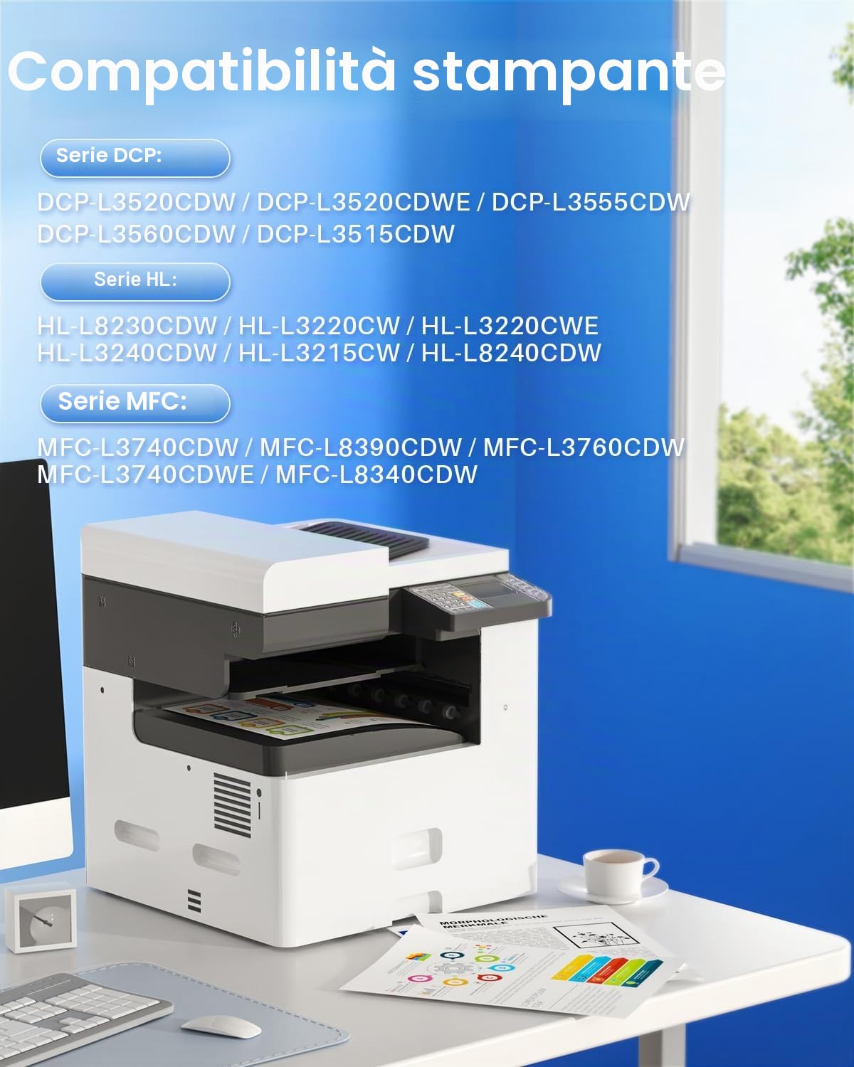 DR248CL Tamburo Compatibile per Tamburo Brother DR248CL Toner per Brother DCP-L3560CDW HL-L3240CDW HL-L3215CW HL-L3220CW MFC-L8340CDW MFC-L8390CDW MFC-L3760CDW MFC-L3740CDW DCP-L3515CDW, 4pack