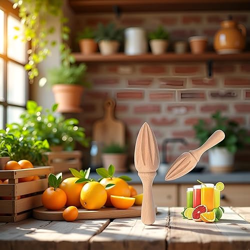 Miniatura 6 de Exprimidor de cítricos de madera, 2 piezas, manual manual de limónnaranja, herramienta exprimidora de frutas portátil para el hogar, cafetería y
