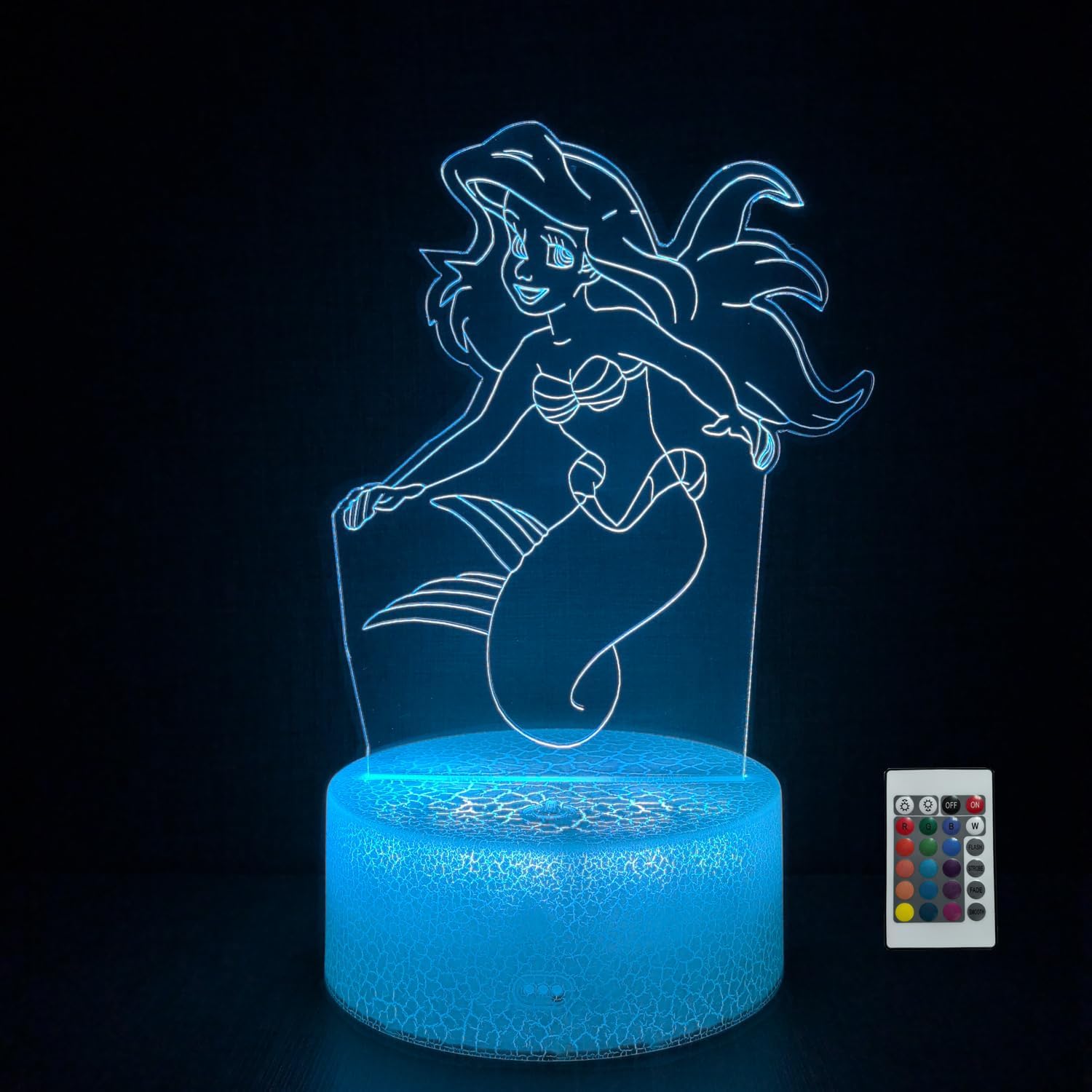 3D Mermaid Night Light, Illusion Table Lamp with 16 Colors Remote Control Touch Lamp LED USB Night Light Desk Lamps Room Decorations Home Decor Holiday Gifts Birthday Gifts