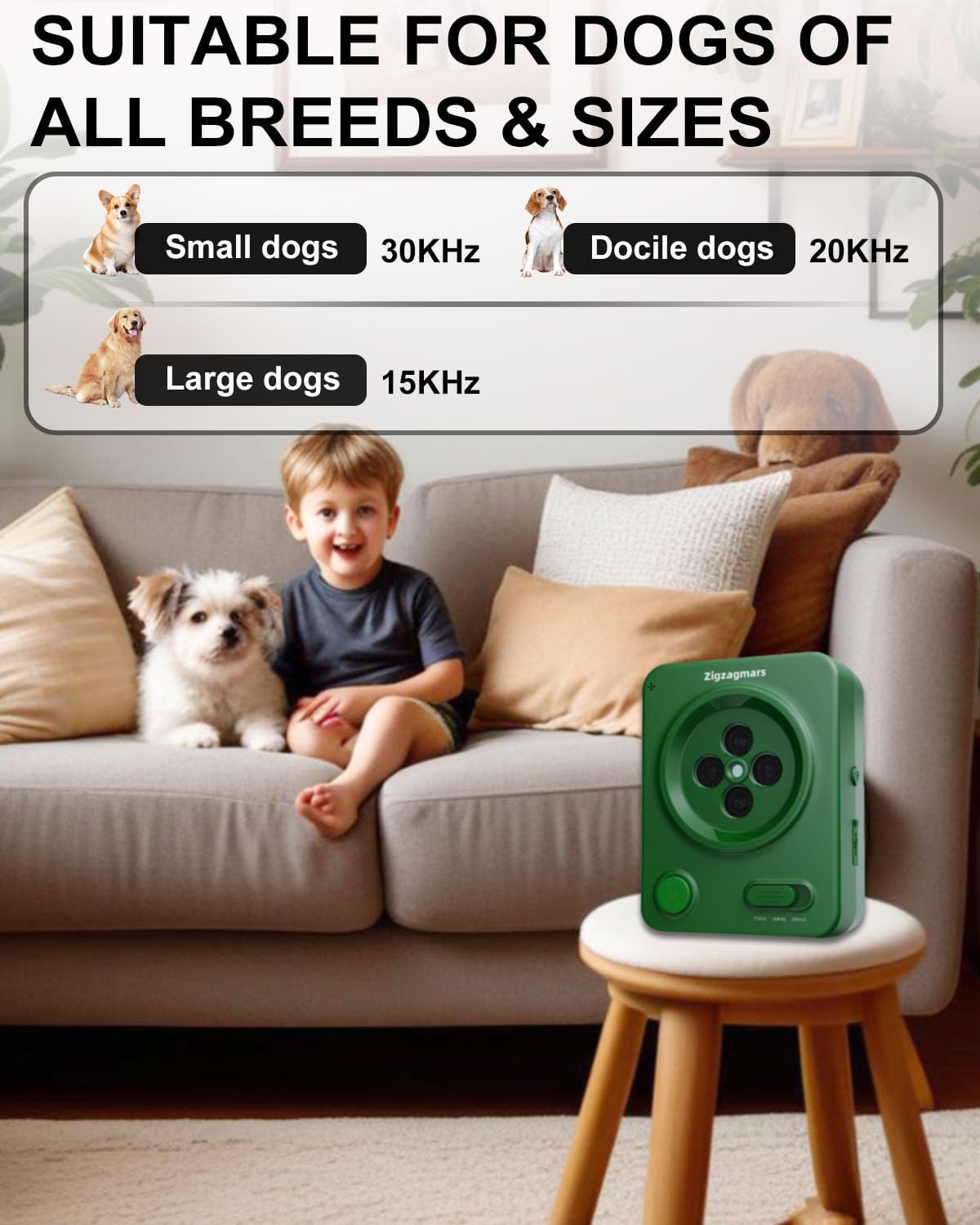 Ultrasonic Dog Barking Control, 2025 Rechargeable Waterproof Anti Barking Device with 3 Control Modes, Effective Sonic Deterrent Bark Box for Small Medium & Large Dogs