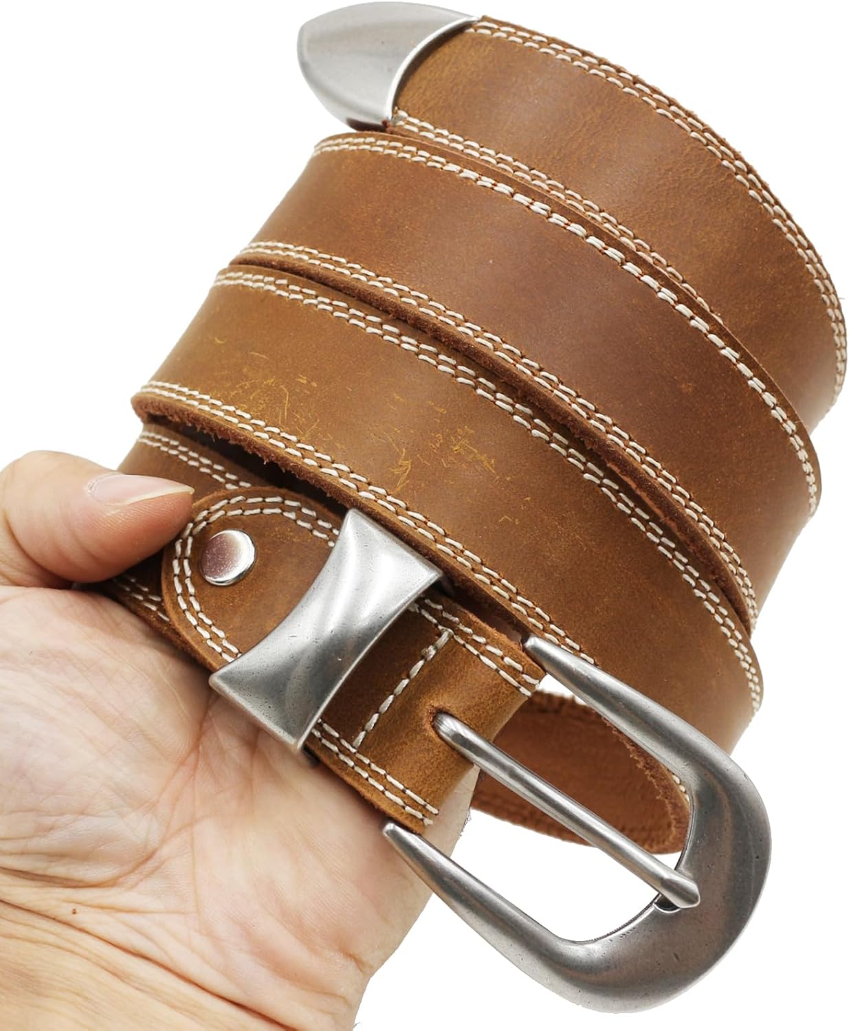 Full Grain Leather Belt for Women Men Work & Daily Wear for Jeans Pants Dresses