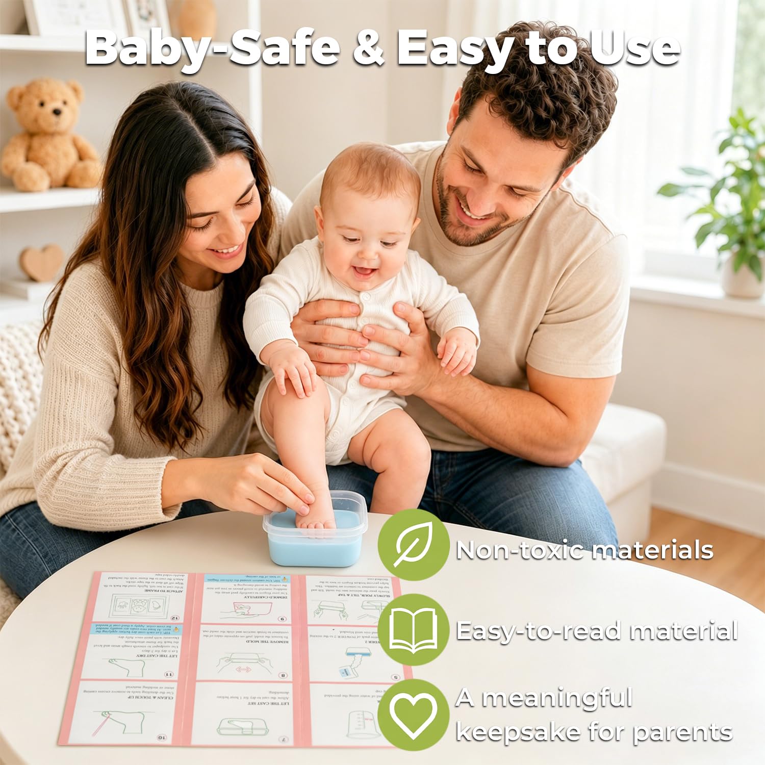 Kit de fundición de manos y pies para bebé, marco de recuerdo de molde de mano y pie para recién nacido, regalo de huella de mano infantil para nueva mamá, regalos de registro de baby shower para