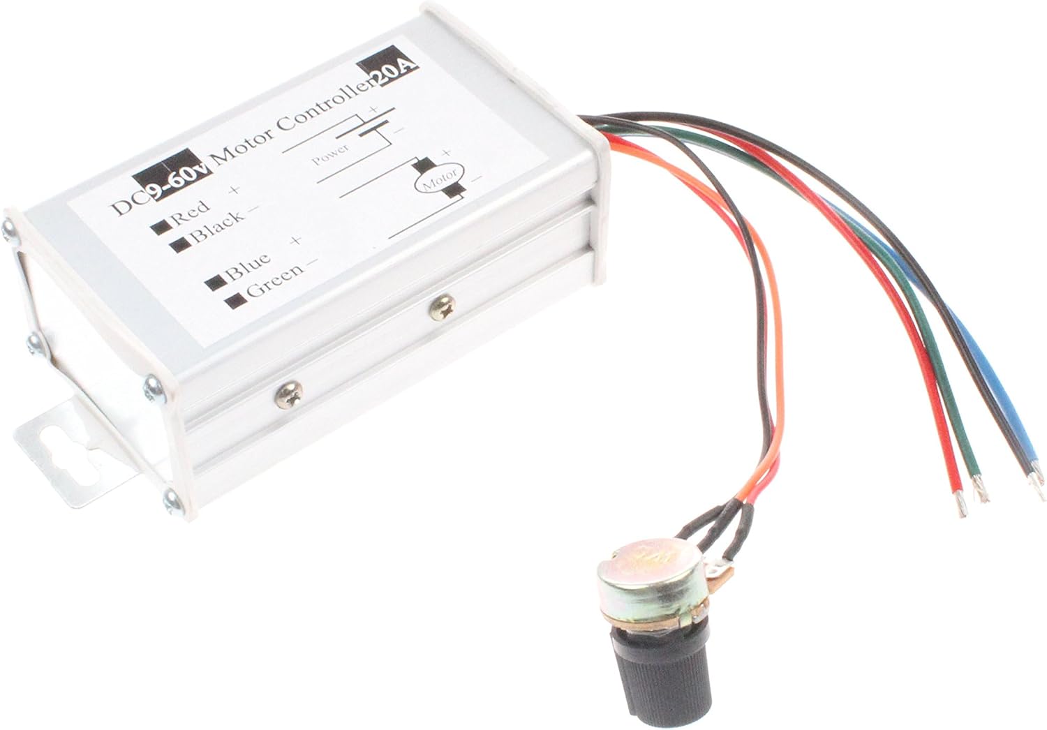 NOYITO PWM Motor Speed Controller 20A DC 9V-60V 12V 24V 36V 48V Brush Motor Controller (20A)