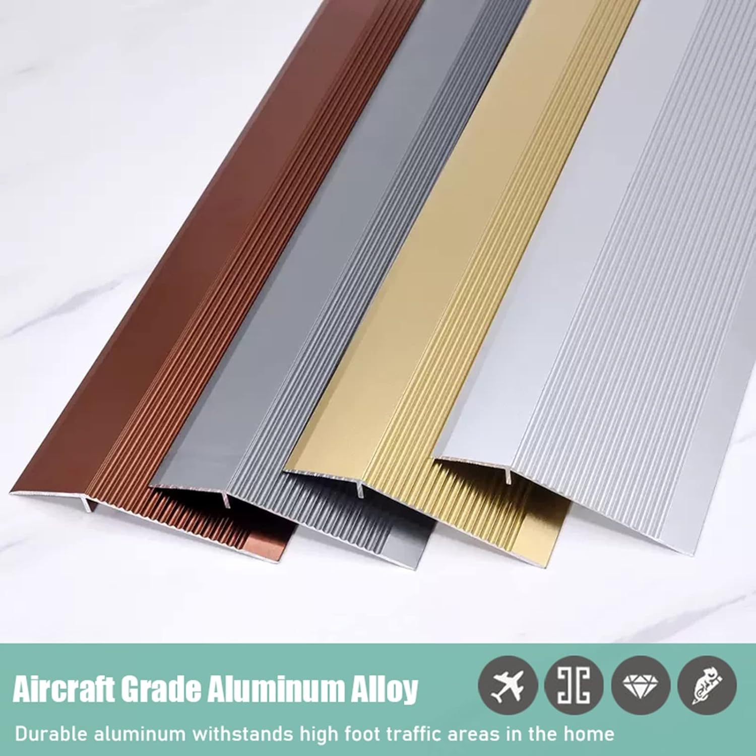 4inch Wide Floor Covering Strip Floor Transition Strip for Door/Tile/Threshold, Carpet Trim Flooring Reducer, Suitable Height 1-4 cm (Light Coffee 49.2inch/125cm L)