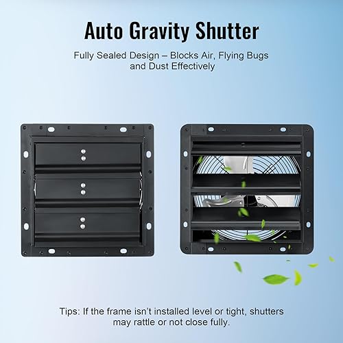 Miniatura 6 de Ventilador de escape de obturador de 8 pulgadas, ventilador de ventilación de enfriamiento de alta velocidad de 760 CFM, ventilador de escape