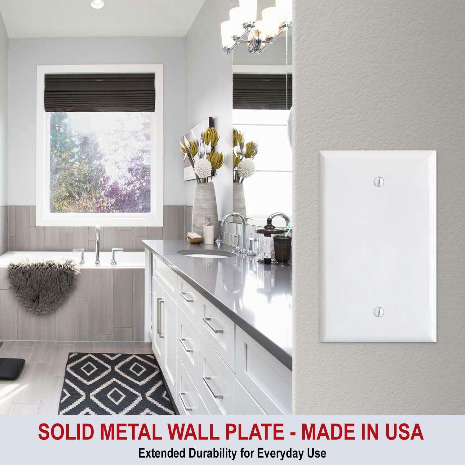 OVERSIZED Jumbo Blank 1 Gang Switch Plate, Cover for Unused Electrial Box, One Gang Oversize Electrical Box Blank Wall Plate, Solid Cover Plate, One Gang - White - UL Listed, 5.5" x 3.5" - Made in USA
