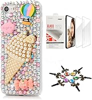 Vista 7 de STENES Bling Funda compatible con iPhone 5C, elegante, hecha a mano en 3D [serie brillante], diseño de hipocampo coral con protector de pantalla