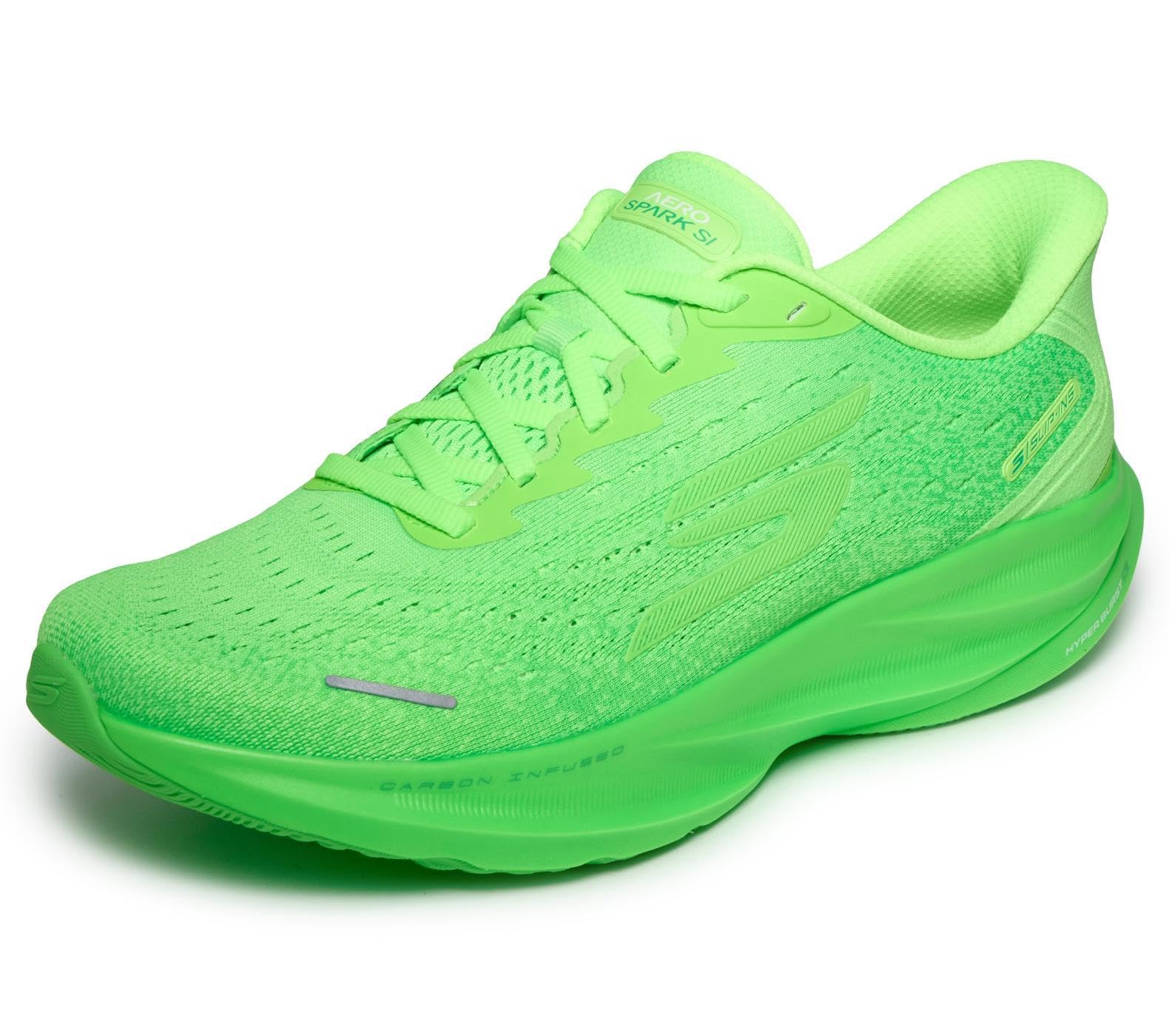 Skechers Men's Aero Spark Slip Ins Running Trainer, Neon/Lime/Multi, 12 UK