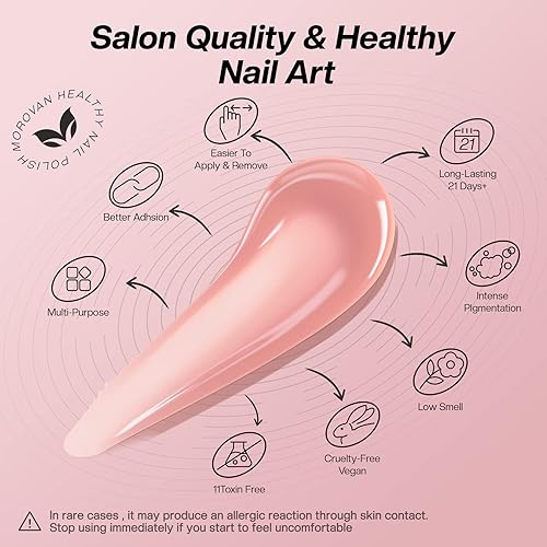 Miniatura 8 de Morovan Kit de uñas de gel de polietileno para principiantes  Kit de uñas de gel de polietileno con lámpara U V rosa nude altamente transparente,