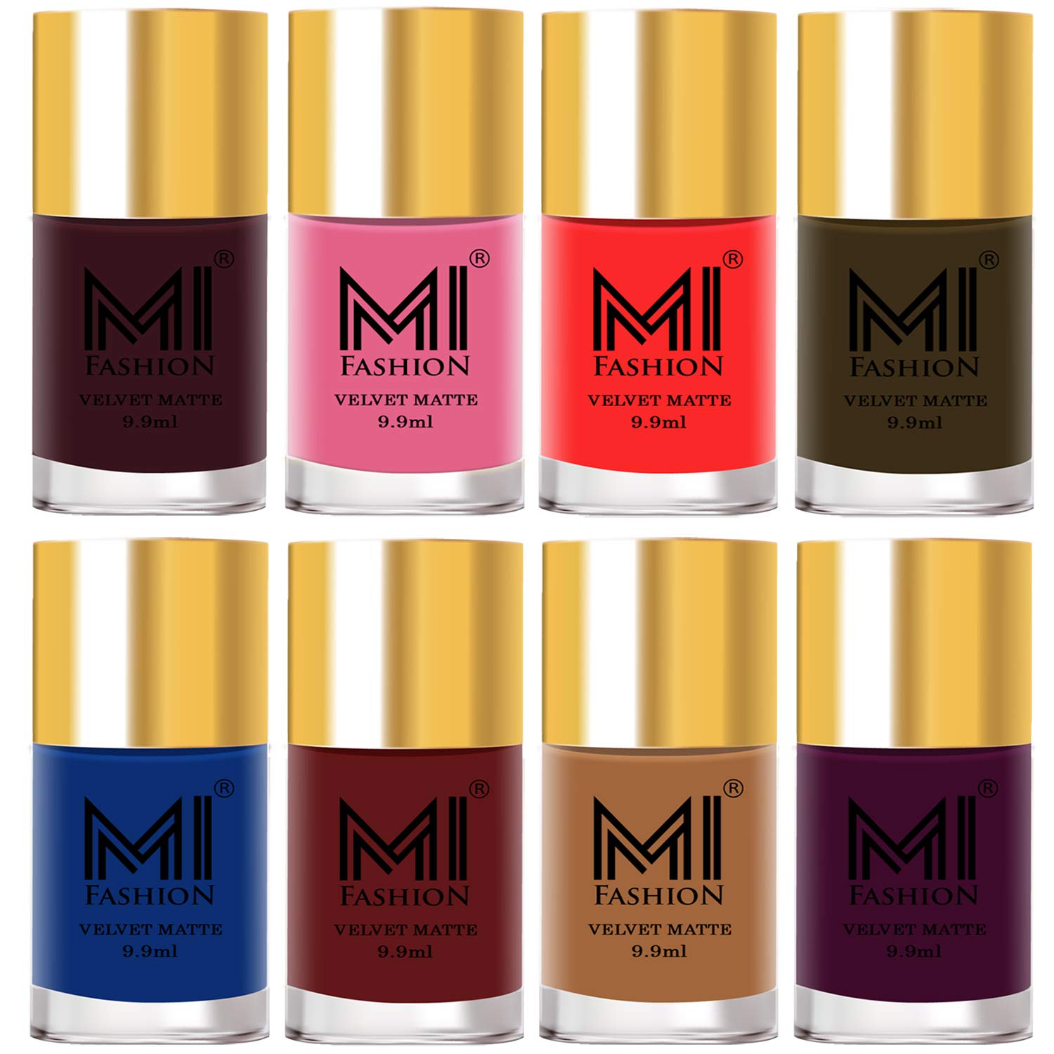 MI FASHION Velvet Matte Nail Polish Multicolors Combo Sets For Women (Classic Touch, Lasting Style-Top Coat) 9.9ml Each (Combo Sets-8)-image-40