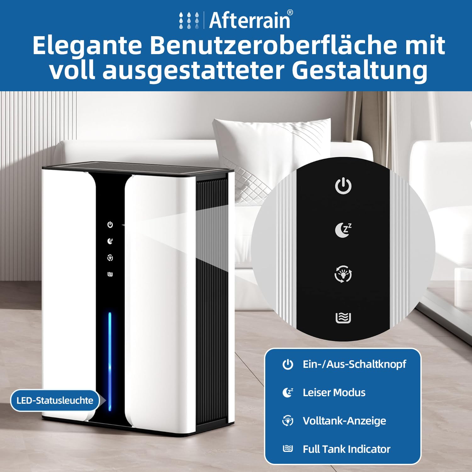Portable Mobile Mini-Entfeuchter (5-10m² Abdeckung) - Ruhiger Innenluftentfeuchter für Schlafzimmer/Bad/Keller/Wohnmobil/Schrank, mit Ablaufschlauch & wiederverwendbarem Luftfilter