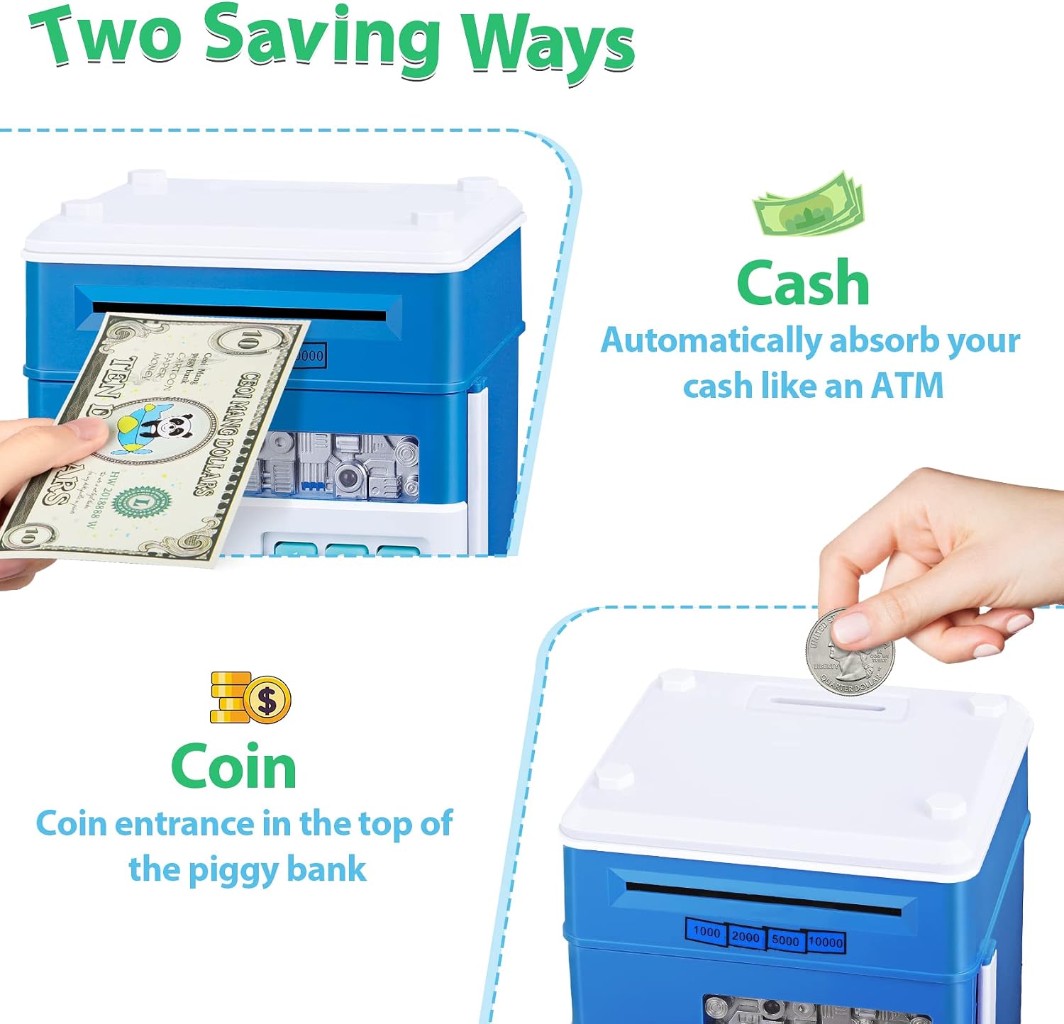Piggy Bank for Boys Toys Age 6-8 8-10 - Kids Toys for 4 5 6 7 8 9 10 Year Old Boy Gifts - ATM Machine Money Saving Box for Kids Boy Christmas Birthday Gifts image 2